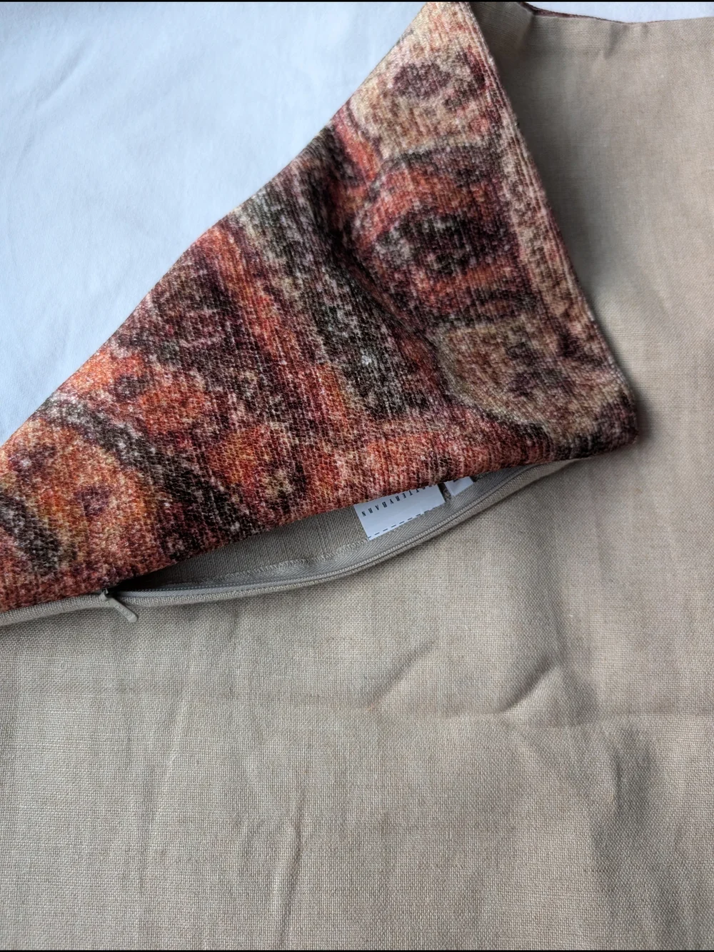 Pottery Barn Chenille Paisley Rectangular Pillow Cover Rust & Brown